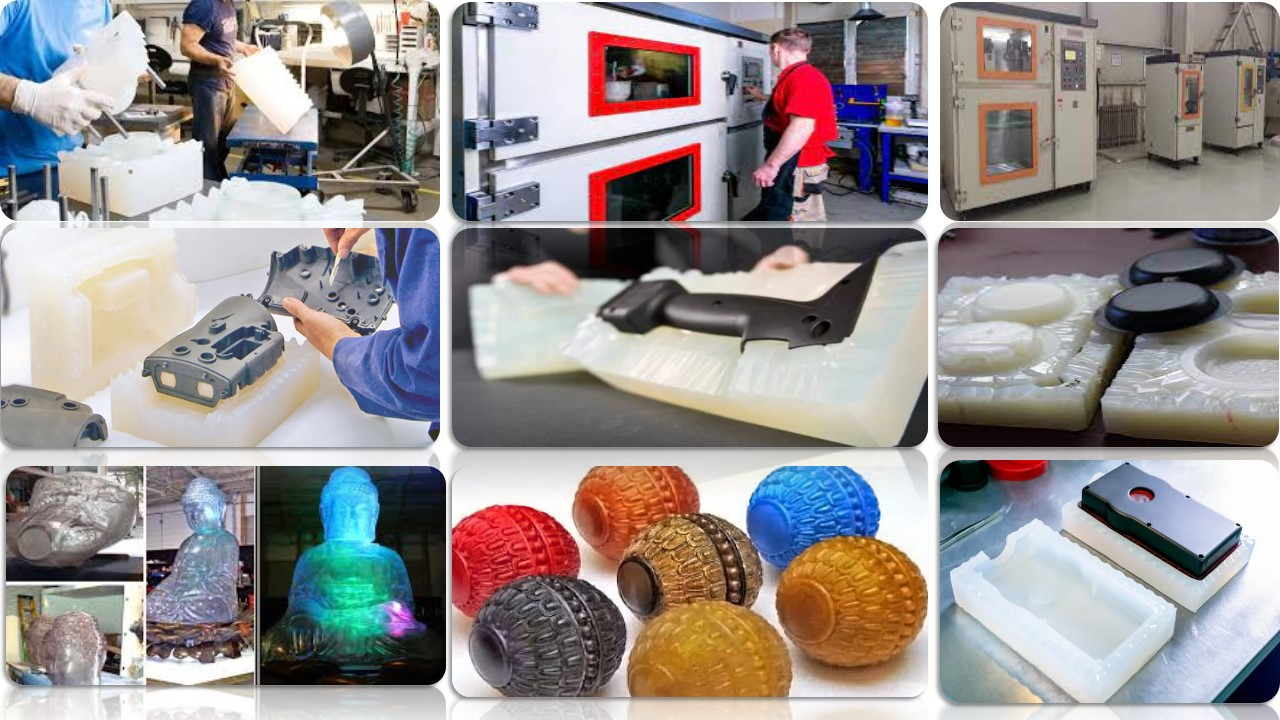       تصاویری از دستگاه مخصوص وکیوم کستینگ، قالب های سیلیکونی و محصولات تولید شده نهایی توسط رزین اورتان کستینگ