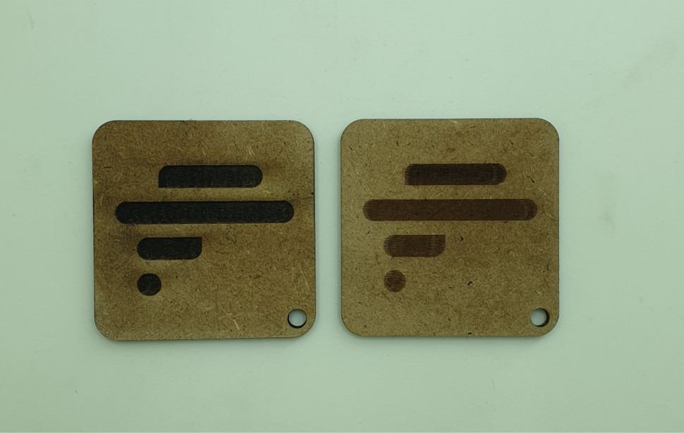 نمونه قطعات تولید شده با تکنیک حکاکی سطح بر روی MDF.
